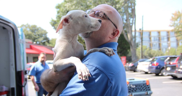Man Holding Puppy