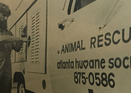 Historic photo of an animal rescue vehicle