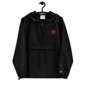 embroidered champion packable jacket black front 66f99f513b863.jpg