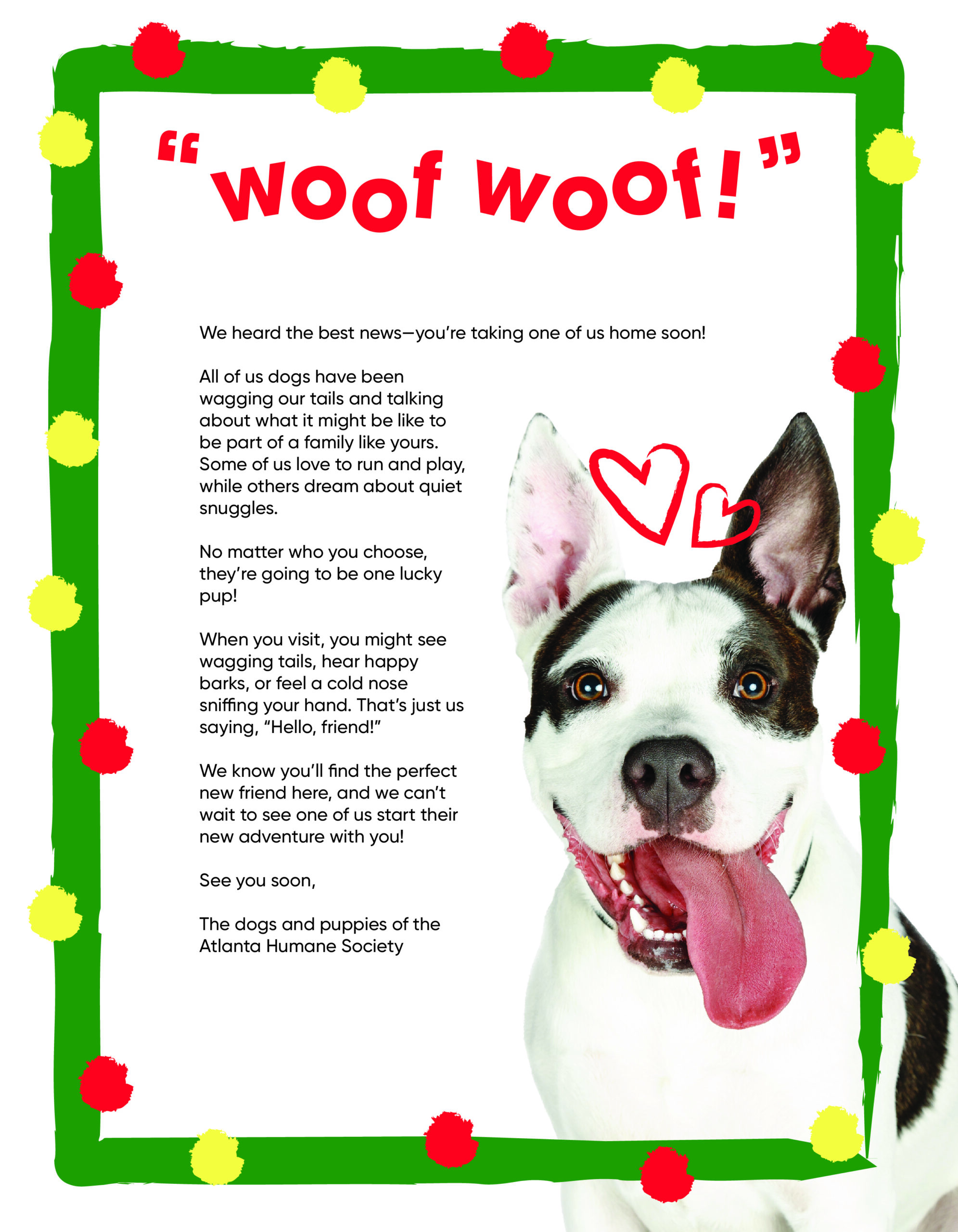 Holiday Adoption Letters Dog